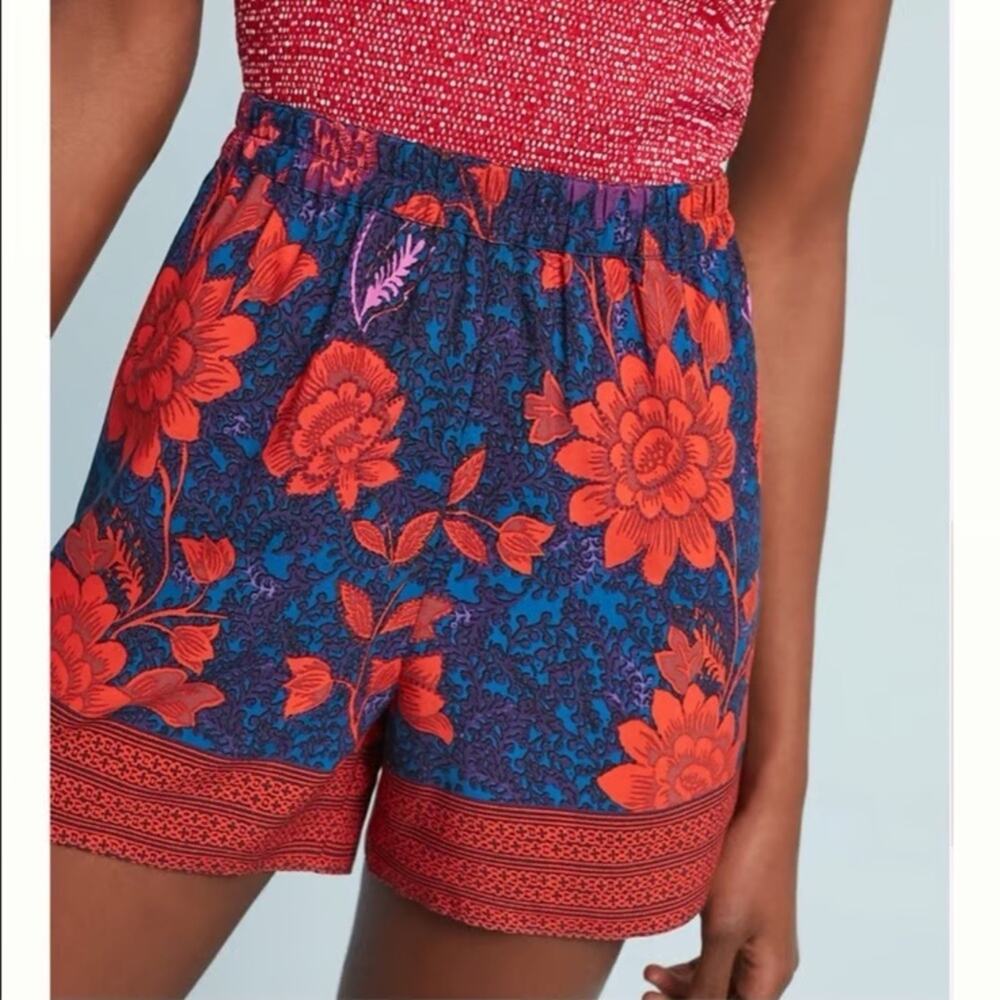 Anthropologie Ett:twa Vibrant Floral Print Elastic Pull On Shorts Size Small
